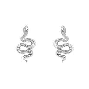 925 Sterling Silver Snake Serpent Zircon Stackable Pair